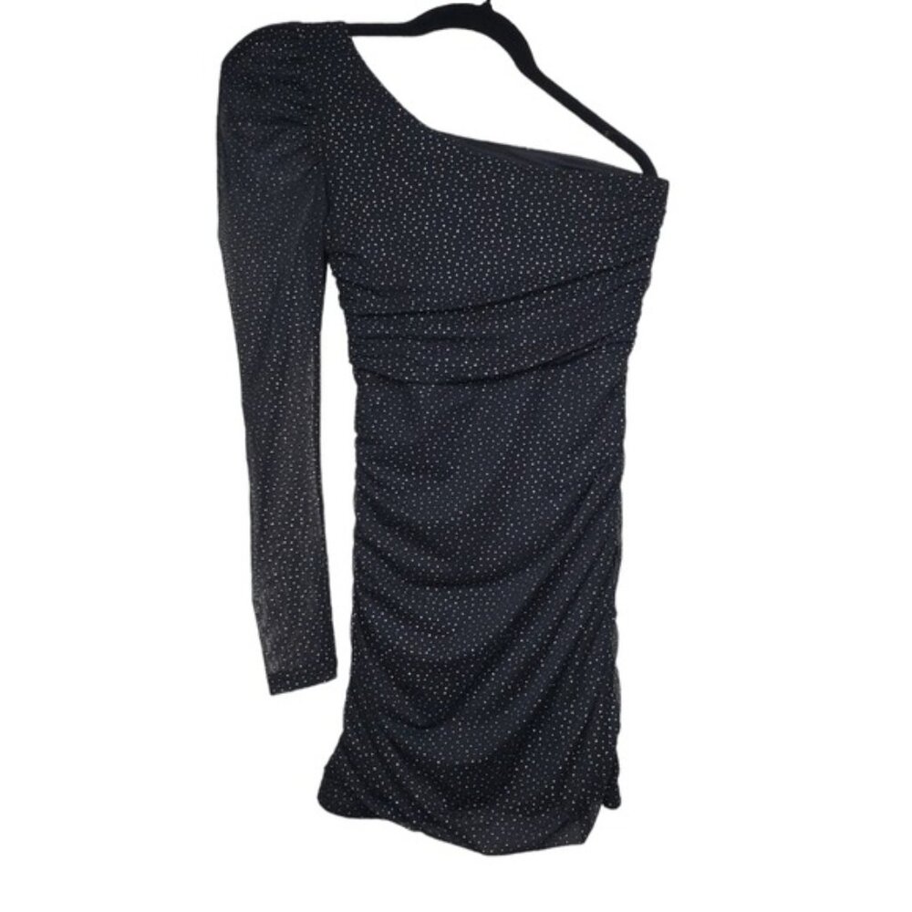 Lucy In The Sky Womens Larissa One Shoulder Glitter Mesh Mini Dress Size XS - Picture 5 of 7